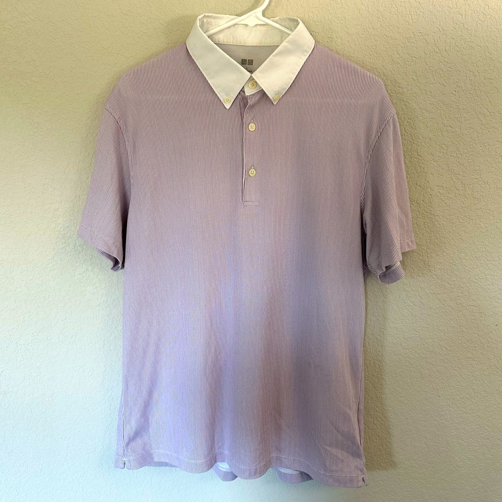Uniqlo Airism Purple Pinstripe Polo
